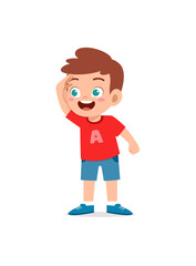 little boy standing and try to see far away