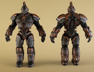 3d robot from front and from back