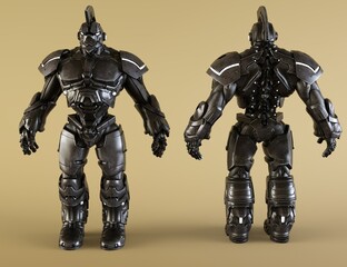 3d robot from front and from back