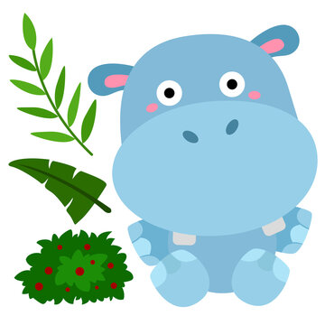 Cute Blue Hippo Sticker