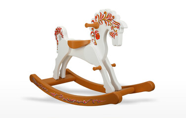 the horse is a wooden toy swinging made of wood painted with environmental paint a beautiful and...