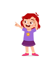 little girl standing and try to see far away