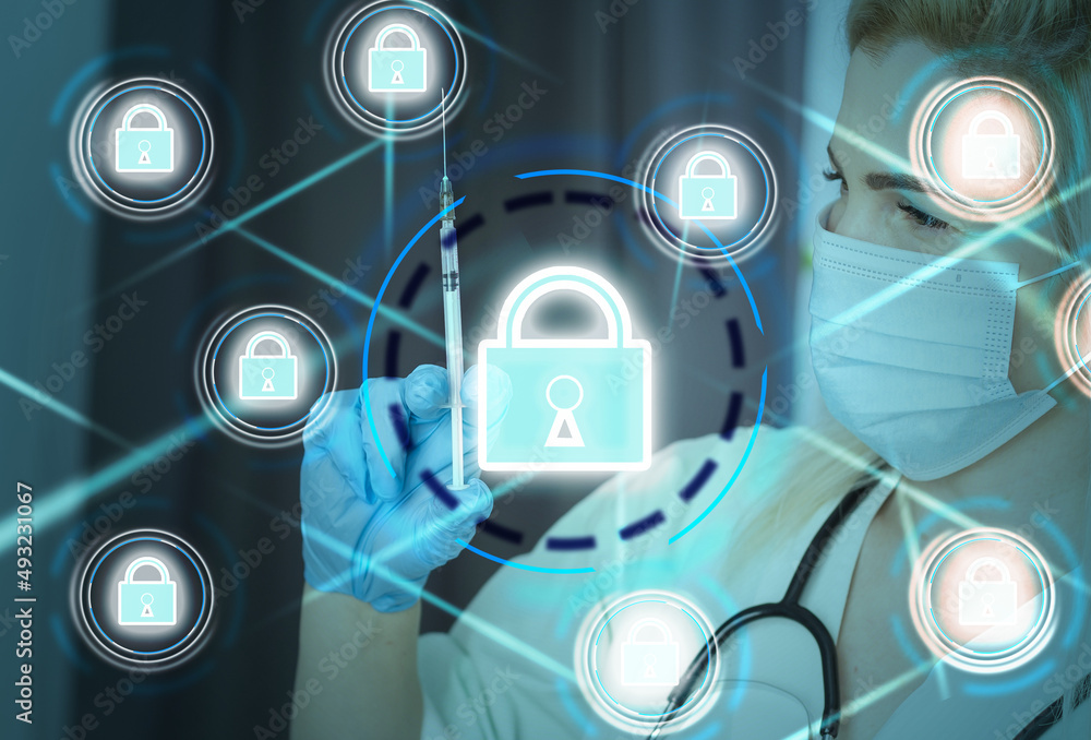 Poster cyber security concept. encryption. data protection. anti virus software. communication network.