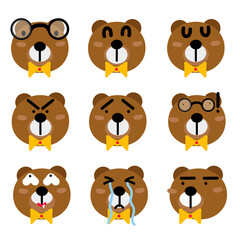 Cute bear face emotion Illustration set. Hand drawn characters.