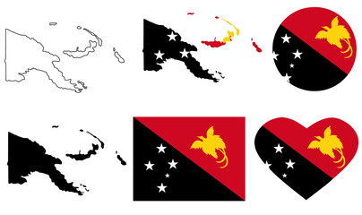 papua new guinea map flag icon sey - obrazy, fototapety, plakaty