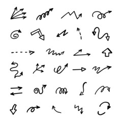Vector set of hand-drawn arrows, elements for presentation