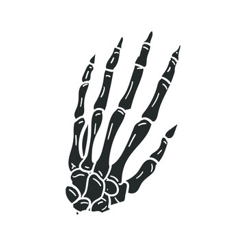 Skeleton Hand Icon Silhouette Illustration. Anatomy Body Bones Vector Graphic Pictogram Symbol Clip Art. Doodle Sketch Black Sign.