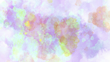 Abstract watercolor background with Pastel cloud and sky with glitter. Cute bright paint like candy background theme. Concept to montage or present your product, for women, girls in princess style.