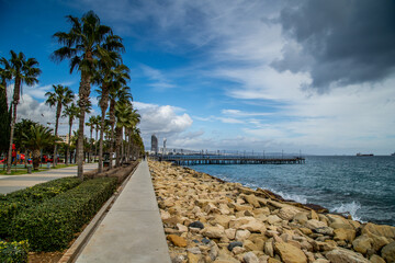 Fototapeta premium Limassol / Cyprus Beach Walk way Sun 