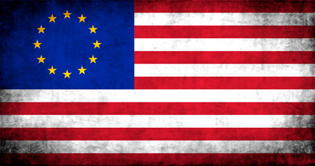 Partnership between EU and America, flags background photo