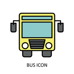 Vector illustration with bus icon. Outline drawing