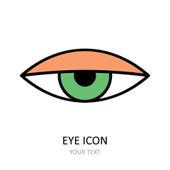 Outline drawing of human eye. Linear icon. Vector drawing.