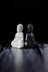 Dark photo carved jade buddhas