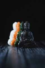 Dark photo carved jade buddhas