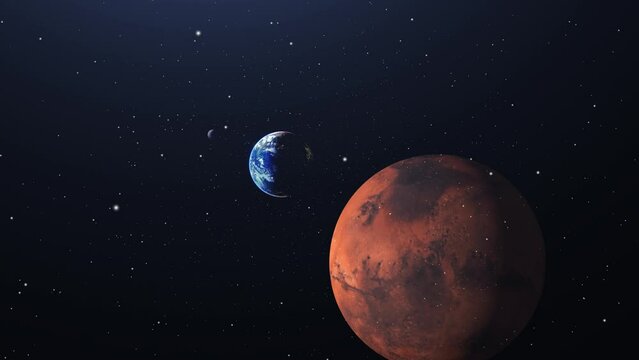 planet earth and planet mars in space