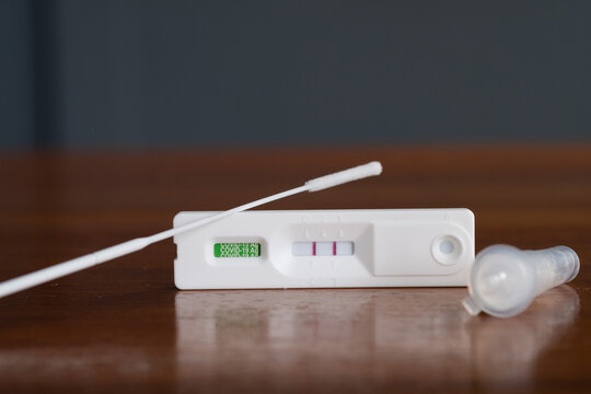 covid-19 positive test result with antigen rapid test kit (ATK), The test showed a positive result