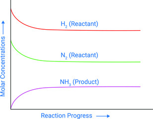 Equilibrium in manufacture of NH3