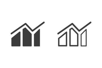 Report graph icon vector illustration glyph style design with 2 style icons black and white. Isolated on white background.