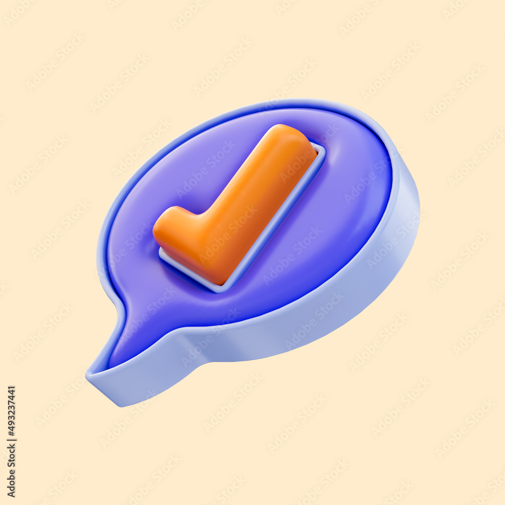 Aufkleber comment check mark icon 3d render concept for communication conversation correct confirm