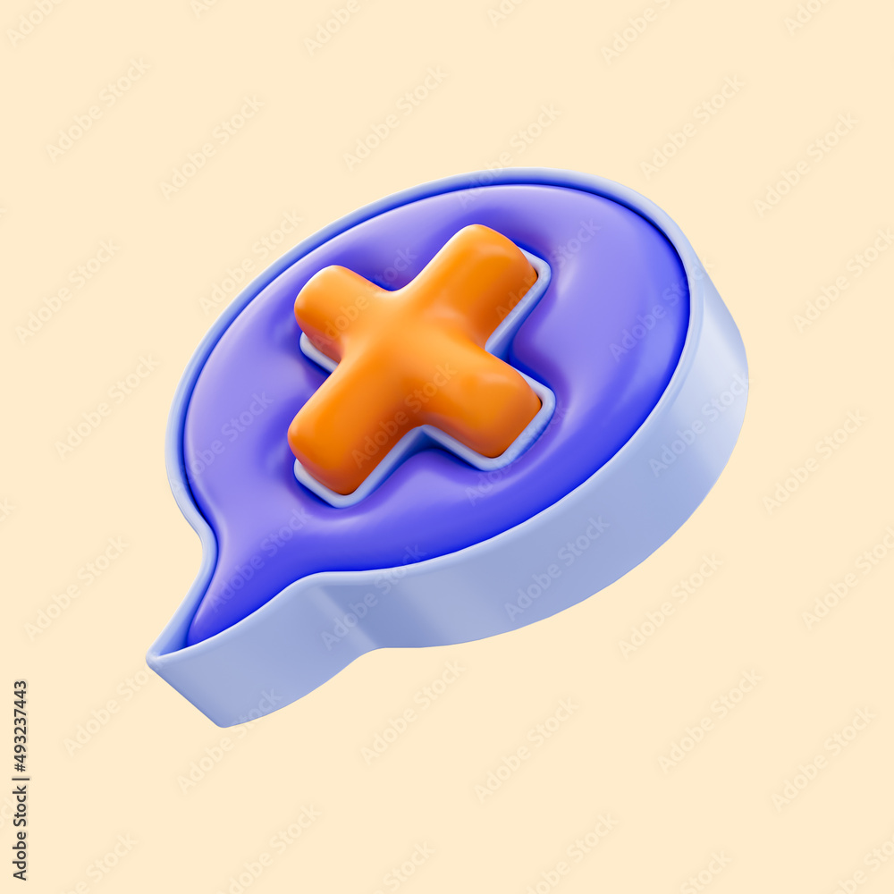 Aufkleber comment cross icon 3d render concept for wrong communication false information contain