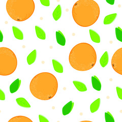 Oranges on a white background. Seamless pattern