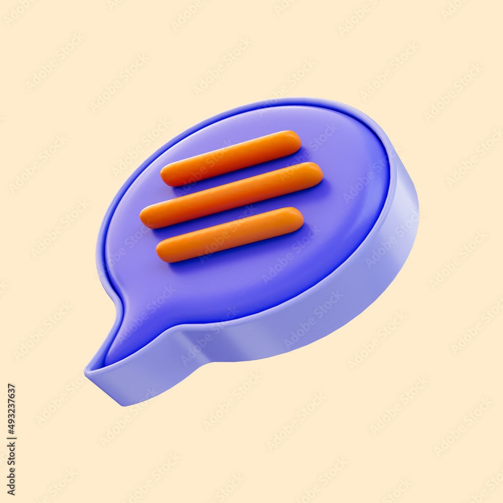 Poster cartoon look comment icon 3d render concept for conversation communication in website