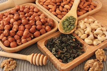 Leafy green tea and nuts