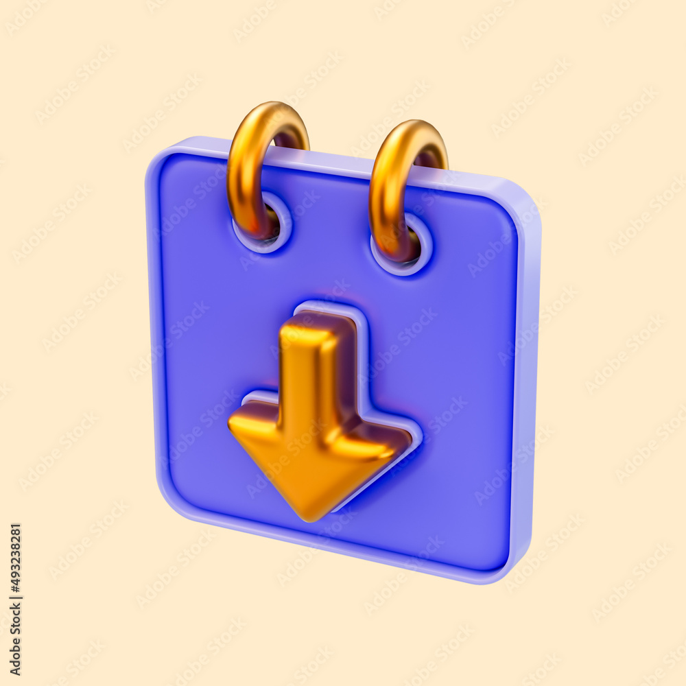 Aufkleber calendar down arrow icon 3d render concept for time date schedule save information download