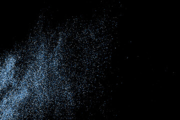 Abstract splashes of water on black background. Frozen motion of round particles. Rain, snow overlay texture. Vector Illustration, Eps 10.