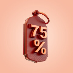 75 percent discount tag icon 3d render concept Ramadan and eid online shopping sell offer promotion