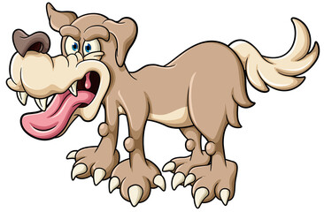 Angry Dog Cartoon, Vector Clip Art Illustration, Isolated on A Single Layer