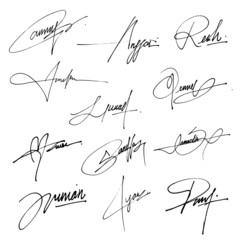 Collection of vector signatures fictitious Autograph. Signature for convention. - obrazy, fototapety, plakaty