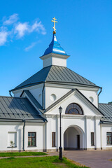 Fototapeta na wymiar Konevets Island, the eastern gate of the Konevsky Nativity of the Theotokos Monastery