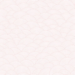 Abstract asian styled fish scales seamless pattern. Vector geometric illustration with striped circles. Line art vector print for fabric, stationery, wrapping paper, any surface.