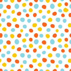 Colorful spots seamless pattern with white background.