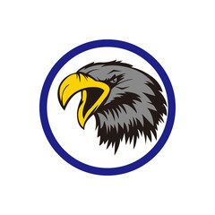 Eagle head logo design template	on white background	