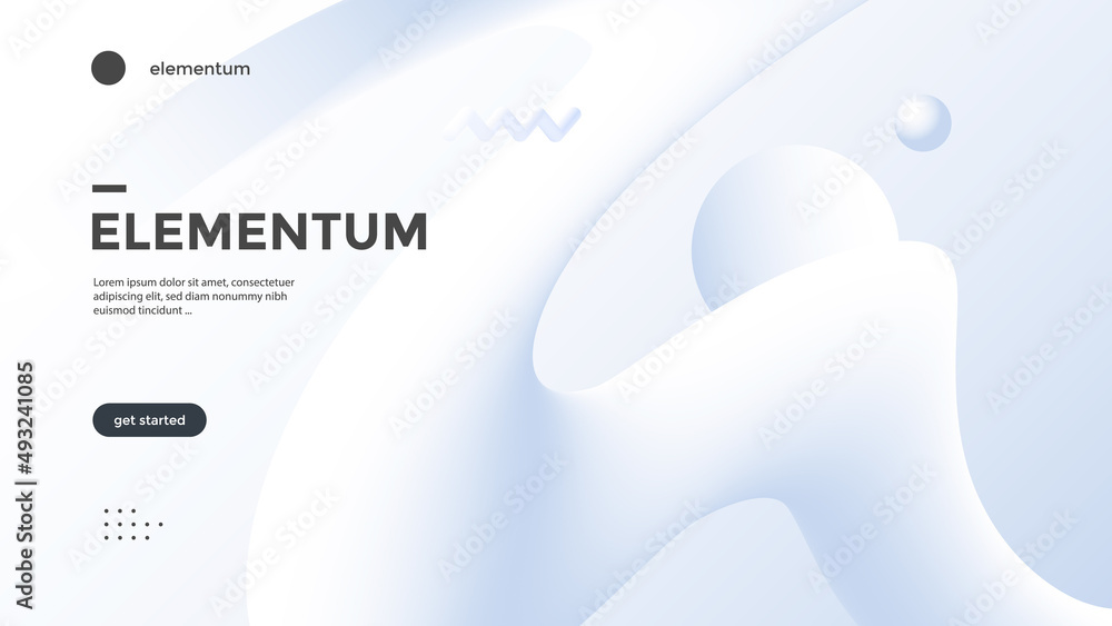 Wall mural neumorphism abstract poster with gradient white wave. vector neumorphic duotone background with geom