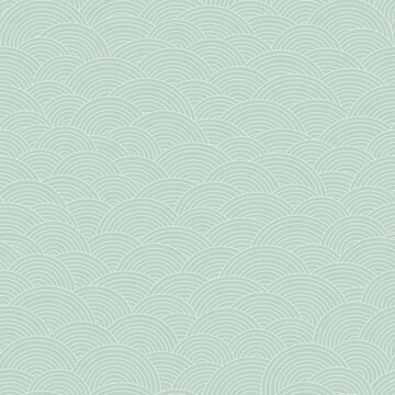 Abstract asian styled fish scales seamless pattern. Vector geometric illustration with striped circles. Line art vector print for fabric, stationery, wrapping paper, any surface.