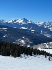 Mountains range and amazing winter landscape in Vail Ski Resort in Colorado.