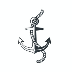 anchor logo template for marine field, vector art.