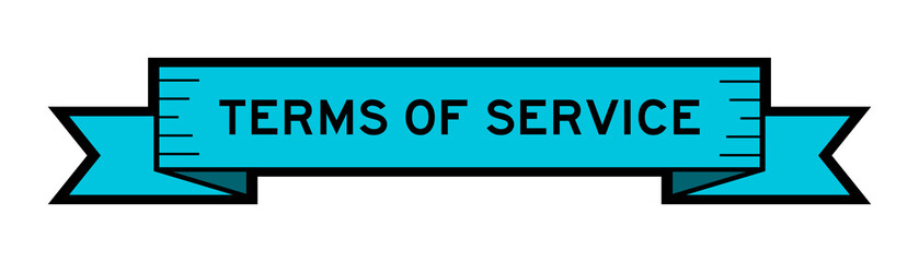 Ribbon label banner with word terms of service in blue color on white background