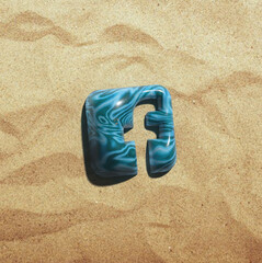 3D Facebook Logos Sea - obrazy, fototapety, plakaty
