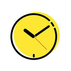 Simple Yellow clock vector illustration icon, symbol, logo