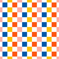 Retro seamless pattern with colorful checkerboard.