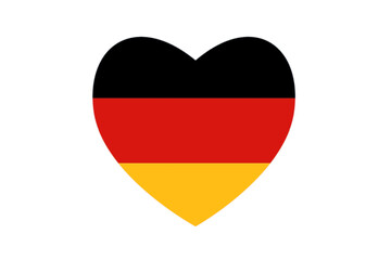 Deutsche Flagge in einem Herz mit weißem Hintergrund