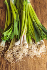 Close up of Raw Green Fresh  Garlic 