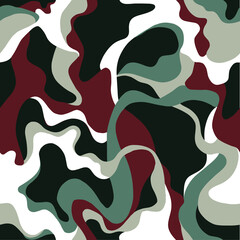 Seamless camouflage repeatable pattern vector moro all over fabric textile military style simple shapes army wave maroon black beige modern colour set fashion wallpaper coat texture background eps