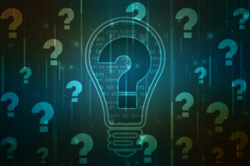 2d illustration question mark,Cyber Technology Background,Concept of thinking