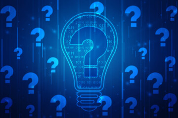 2d illustration question mark,Cyber Technology Background,Concept of thinking