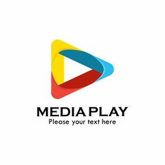Media play logo design template illustration. suitable for player, studio, corporate, video, app, media, mobile, games, application etc